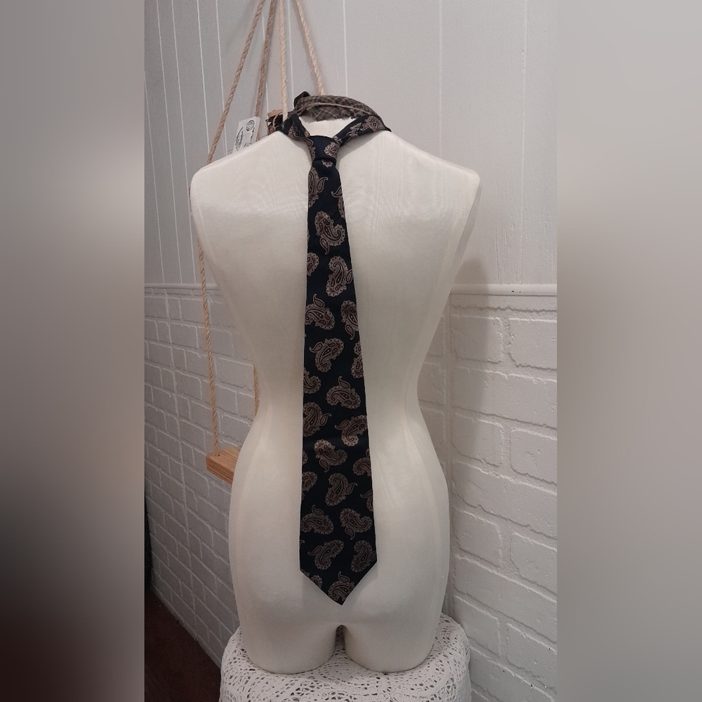 Black with red and tan paisley tie